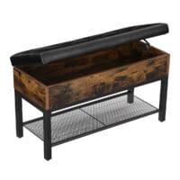Schuhregal Schuhbank im Industrial Stil, 70x30x45cm, Kunstleder Schwarz