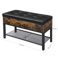 Schuhregal Schuhbank im Industrial Stil, 70x30x45cm, Kunstleder Schwarz