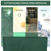 Schutzhülle für Gartenmöbel 135x135x75 cm in Grün, wetterfest und UV-beständig.