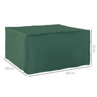 Schutzhülle für Gartenmöbel 135x135x75 cm in Grün, wetterfest und UV-beständig.