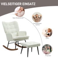 Ergonomischer Schwingsessel mit Hocker, ideal für Wohnzimmer und Schlafzimmer, gemütliches Design.