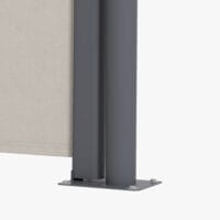 Hellgraue Seitenmarkise 300x100cm mit UV-Schutz und Windschutz.