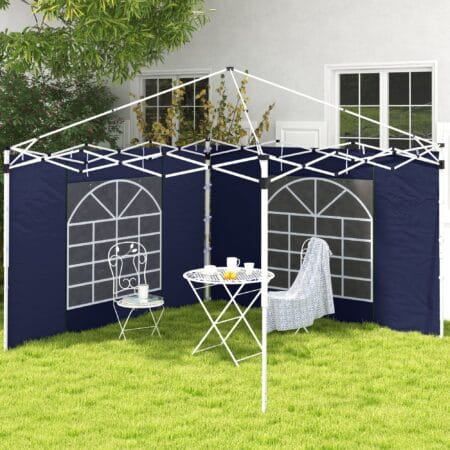 Blaue Seitenwände 3x3/3x6m mit Fenster & Tür.