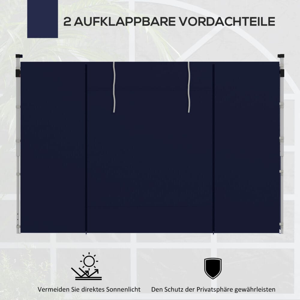 Blaue Seitenwände 3x3/3x6m mit Fenster & Tür.