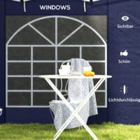 Blaue Seitenwände 3x3/3x6m mit Fenster & Tür.