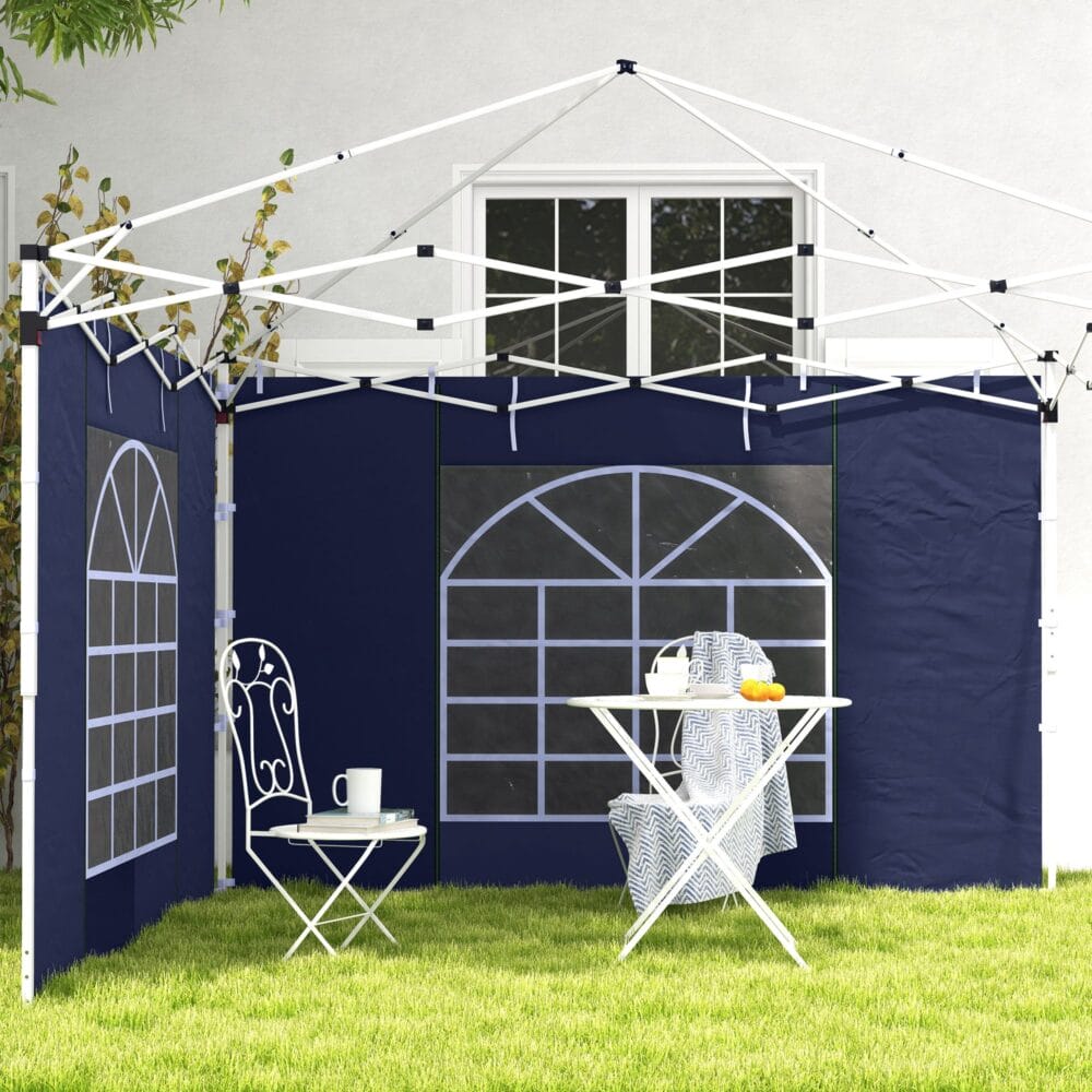 Blaue Seitenwände 3x3/3x6m mit Fenster & Tür.