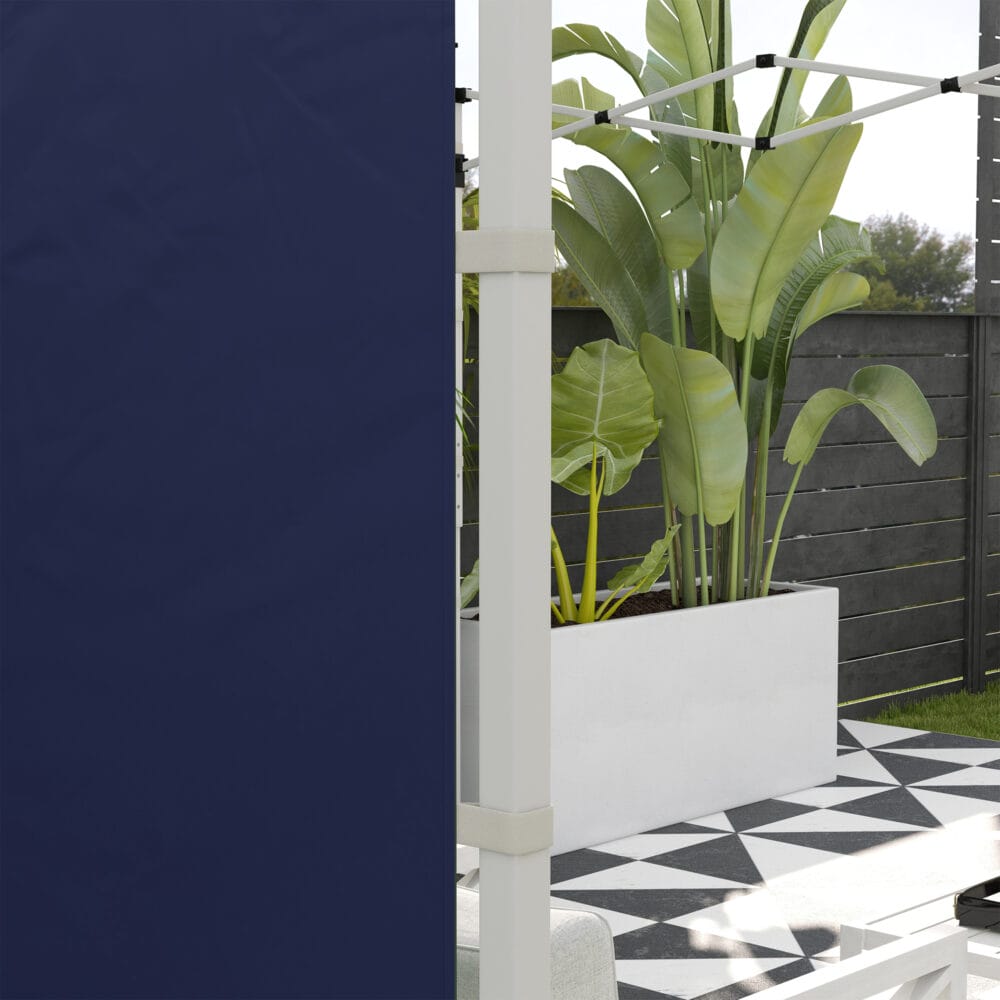 Blaue Seitenwände 3x3/3x6m mit Fenster & Tür.