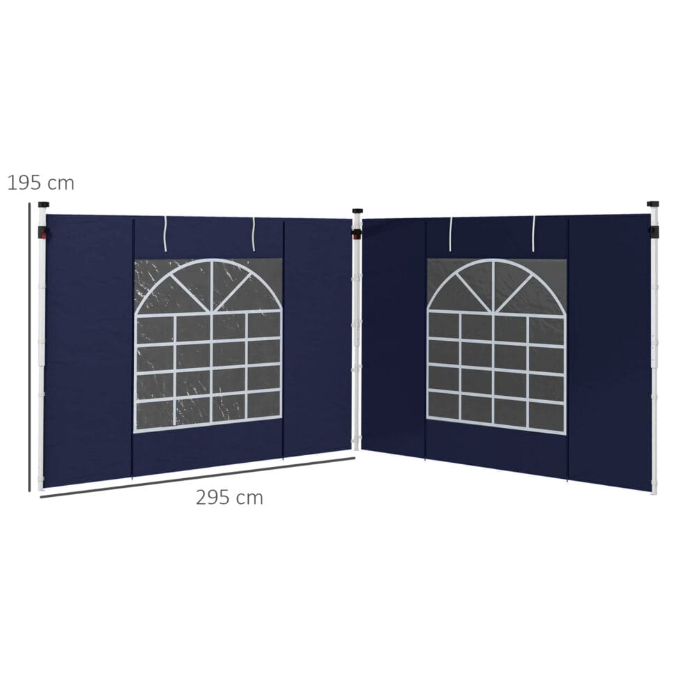 Blaue Seitenwände 3x3/3x6m mit Fenster & Tür.