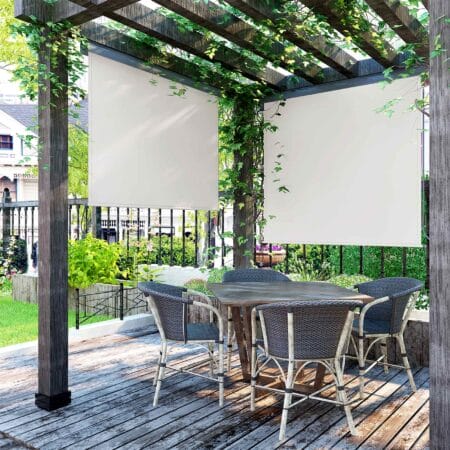 Senkrechtmarkise Sonnenschutz Terrasse, 2,5x1,8m, Polyester Beige