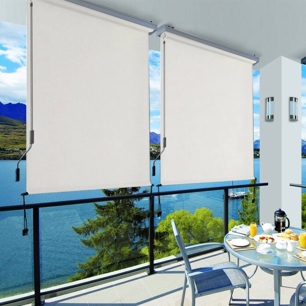 Senkrechtmarkise Sonnenschutz Terrasse, 2,5x1,8m, Polyester Beige