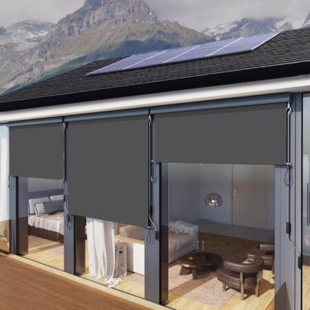 Senkrechtmarkise Windschutz für Terrasse und Balkon, 2,5x1,6m, Textil Grau