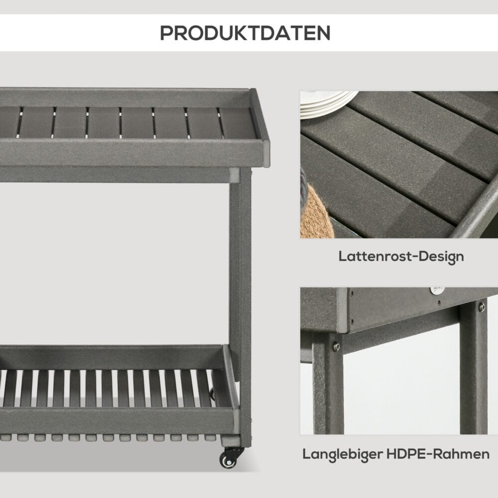 Servierwagen Barbecue Trolley mit Handtuchhalter Grau