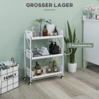 Servierwagen Rollwagen faltbar mit 3 Etagen Weiss