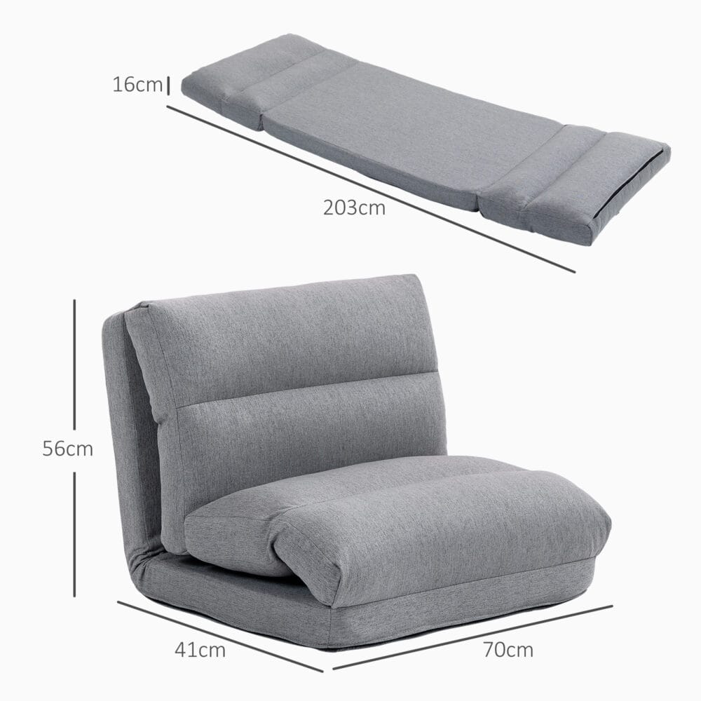 Sessel Sitzsack Gästebett klappbar mit Bettfunktion 70x41x56cm Grau - Klappbarer Sitzsack für Gäste, in Grau.