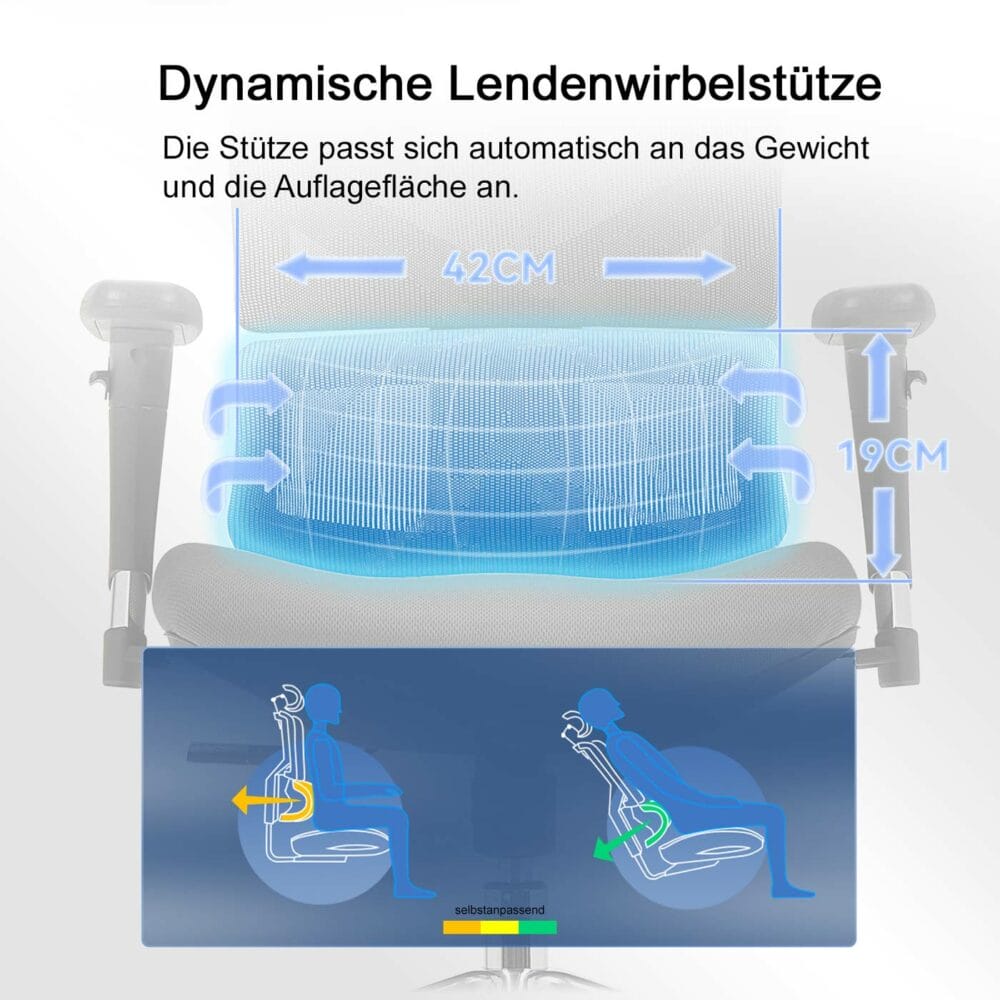 SIHOO Bürostuhl ergonomisch Lordosenstütze hohe Rückenlehne