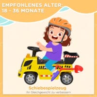 Gelber Sitzbagger als Babyfahrzeug für Kinder von 18-36 Monaten. Er bietet erste Fahrerfahrungen und fördert die Motorik.