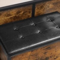 Sitzbank Holztruhe mit Staufach, Industrial Stil, 80x40x50cm, Holz Braun
