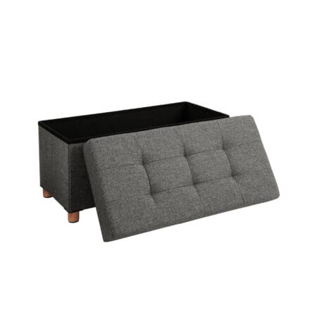 Klappbare Sitzbank mit Stauraum, 65L Volumen, Stoff Dunkelgrau