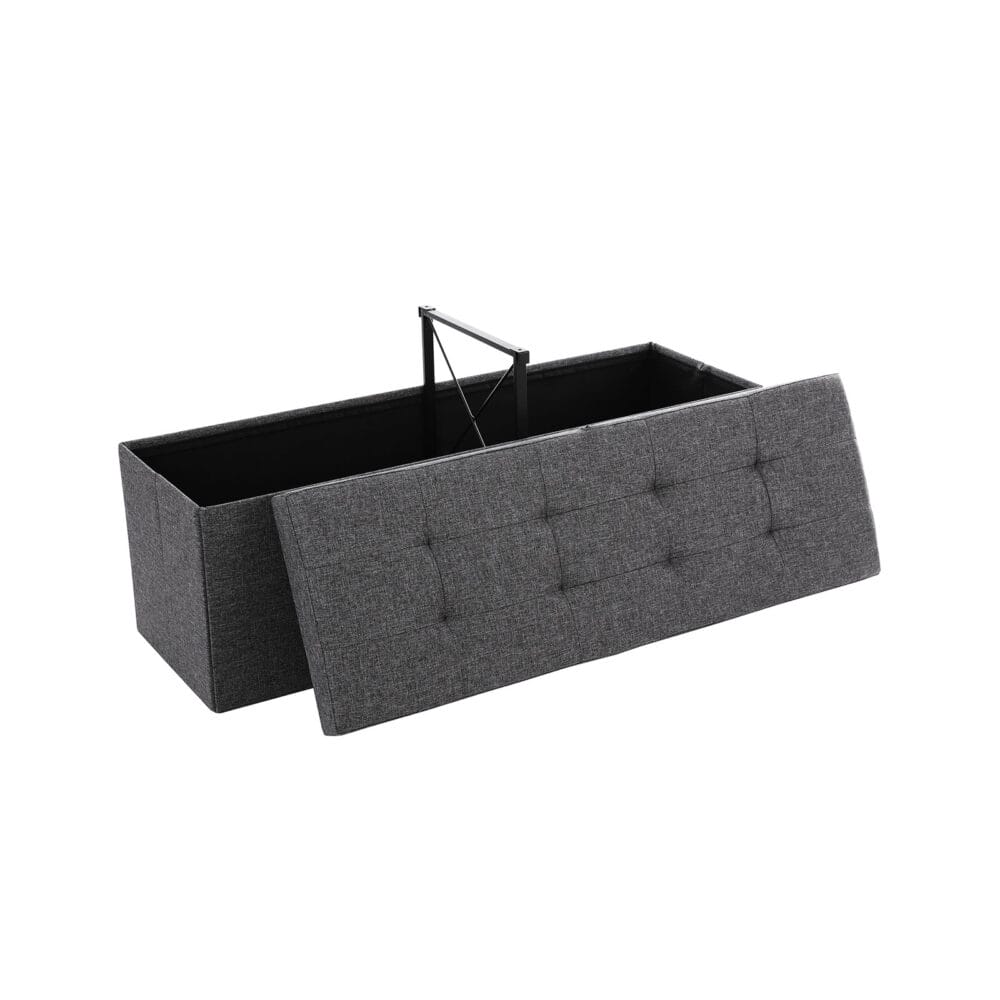 Sitzbank mit Stauraum und Klappdeckel, 110x38x38cm, Stoff Dunkelgrau