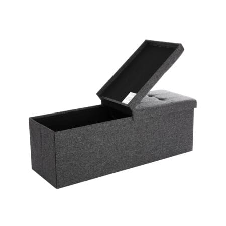 Sitzbank mit Stauraum und Klappdeckel, 110x38x38cm, Stoff Dunkelgrau