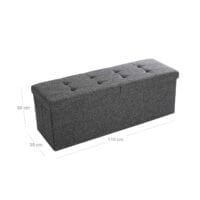 Sitzbank mit Stauraum und Klappdeckel, 110x38x38cm, Stoff Dunkelgrau