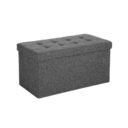 Kompakte Sitzbank mit Stauraum, 76x38x38cm, Stoff Dunkelgrau