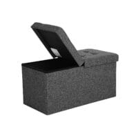 Kompakte Sitzbank mit Stauraum, 76x38x38cm, Stoff Dunkelgrau