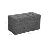Kompakte Sitzbank mit Stauraum, 76x38x38cm, Stoff Dunkelgrau