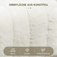Cremeweisse Sitzbank mit Kunstfellbezug und schlanken Metallbeinen, Masse 82x30x47cm. Ein luxuriöser Akzent für jeden Raum.