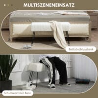 Cremeweisse Sitzbank mit Kunstfellbezug und schlanken Metallbeinen, Masse 82x30x47cm. Ein luxuriöser Akzent für jeden Raum.