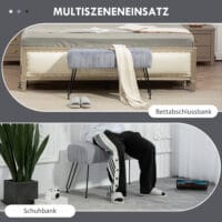 Graue Sitzbank mit Kunstfellbezug und schlanken Metallbeinen, Masse 82x30x47cm. Bringt stilvolle Gemütlichkeit in Ihr Zuhause.
