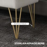 Cremefarbene Polsterbank in Leinenoptik mit integriertem Stauraum, Masse 100x40x49cm. Bietet stilvolle Aufbewahrung.