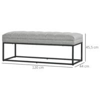Hellgraue stilvolle Sitzbank in Leinenoptik mit einer Traglast von bis zu 200kg, eine robuste und elegante Ergänzung.