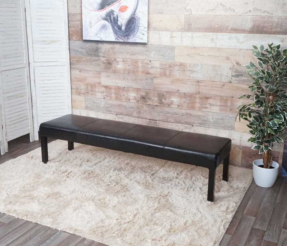 Sitzbank M37 Kunstleder 180x43x49cm schwarz dunkle Beine