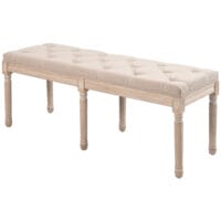 Beige Polsterbank in Leinenoptik, belastbar bis 120kg, Masse 117x40x48cm. Eine bequeme und langlebige Sitzgelegenheit.