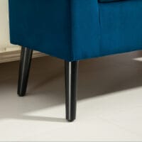 Dunkelblaue Polsterbank mit Stauraum, bezogen mit samtartigem Polyester. Eine edle und praktische Bereicherung.