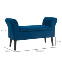 Dunkelblaue Polsterbank mit Stauraum, bezogen mit samtartigem Polyester. Eine edle und praktische Bereicherung.