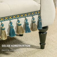 Beige Polsterbank im Vintage-Design mit Samtoptik, ideal als stilvolle Sitzgelegenheit, Masse 117x40x58cm.