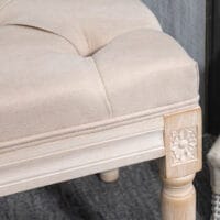 Beige Polsterbank im Vintage-Stil, belastbar bis 120kg, Masse 80x40x43cm. Perfekt für kleine Räume oder als Akzentmöbel.