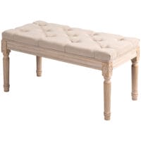 Beige Polsterbank im Vintage-Stil, belastbar bis 120kg, Masse 80x40x43cm. Perfekt für kleine Räume oder als Akzentmöbel.