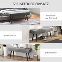 Graue Polsterbank in Samtoptik mit elegantem X-Muster, Masse 100x36x45cm. Bietet Komfort und modernes Design.