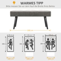 Graue Polsterbank in Samtoptik mit elegantem X-Muster, Masse 100x36x45cm. Bietet Komfort und modernes Design.