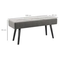 Graue Polsterbank in Samtoptik mit elegantem X-Muster, Masse 100x36x45cm. Bietet Komfort und modernes Design.