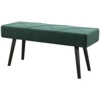 Grüne Polsterbank in Samtoptik mit markantem X-Muster, Masse 100x36x45cm. Eine stilvolle Ergänzung für jeden Raum.