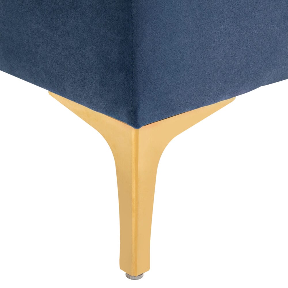 Sitzbank aus blauem Samt, perfekt für Schlafzimmer oder Flur, Masse 118x45x42cm.