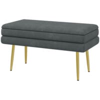 Graue Sitzbank in Samtoptik mit Stauraum, Masse 79.5x37.5x43cm. Eine platzsparende und stilvolle Sitzgelegenheit.