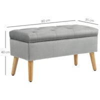Graue Sitzbank mit stilvoller Samtoptik, integriertem Stauraum und Beinen aus massivem Gummiholz, perfekt für moderne Wohnräume.