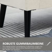 Cremeweisse Sitzbank mit Stauraum und bequemen Armlehnen, bezogen mit strapazierfähigem Polyester.