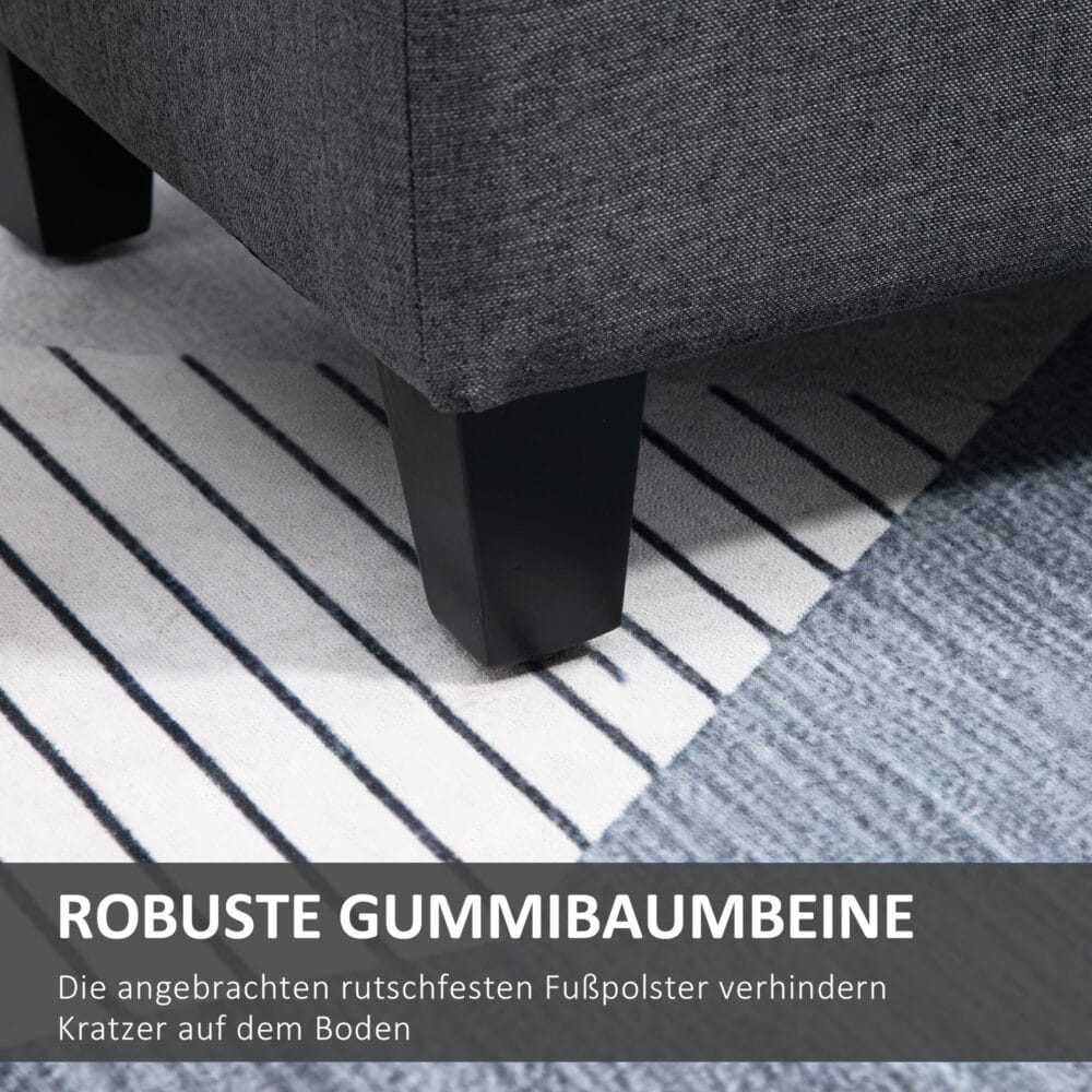 Dunkelgraue Sitzbank mit Stauraum, Masse 100x40x44cm. Eine kompakte und funktionale Aufbewahrungslösung.