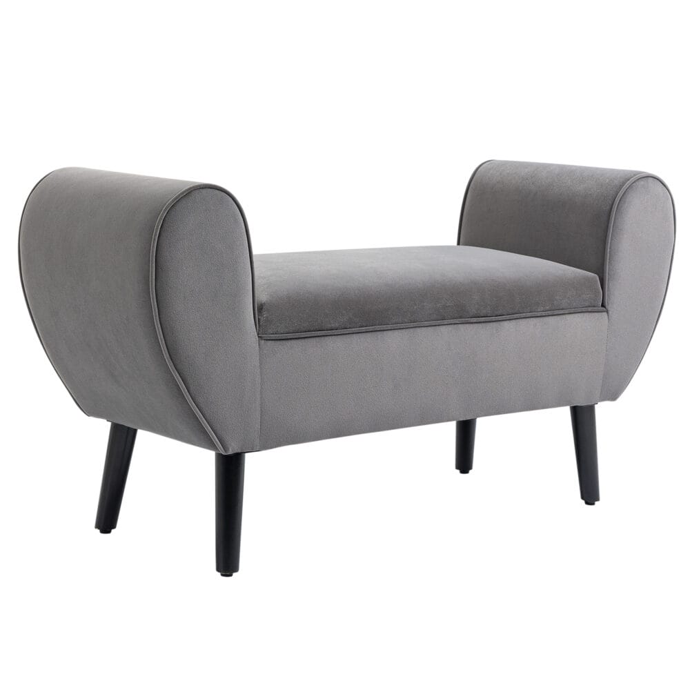 Graue Sitzbank mit Stauraum, Masse 118x42x66cm. Eine grosse Sitzbank mit viel Platz für Ihre Gegenstände.
